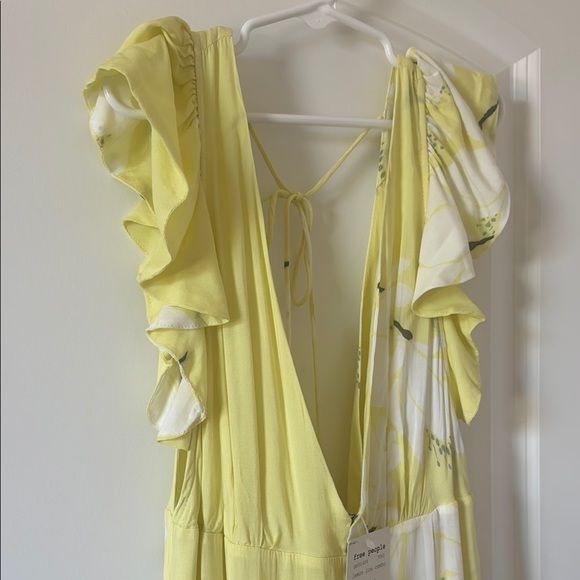 NWT Free People Floral Waterfall Maxi Dress Lemon Ice Yellow - Picture 8 of 13